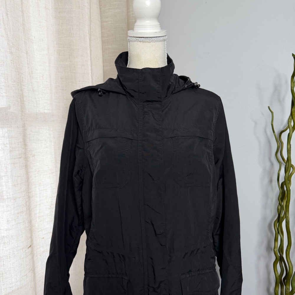 Eddie Bauer Adventurer Hiking‎ Hooded Parka Jacket Black Lightweight Medium - Picture 3 of 12